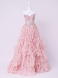 vanityME.couture. バニティミークチュール Rose Bijou Couture ローズ・ビジュー・クチュール ロングドレス ピンク ビジュー フリル バースデー vctr-l-a1483