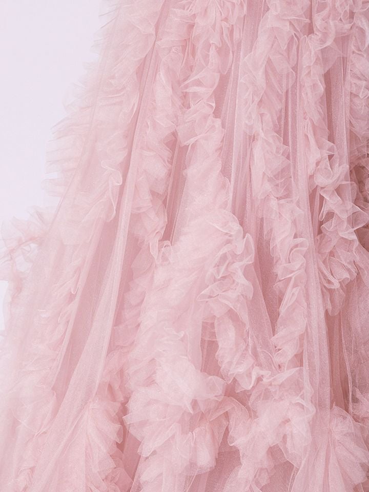 vanityME.couture. バニティミークチュール Rose Bijou Couture ローズ・ビジュー・クチュール ロングドレス ピンク ビジュー フリル バースデー vctr-l-a1483