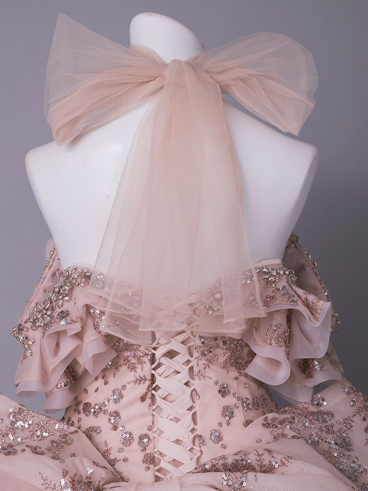 vanityME.couture. バニティミークチュール Dusty Rose Couture ダスティ・ローズ・クチュール ロングドレス ダスティピンク くすみピンク アンティーク グリッター バースデー vctr-l-5106