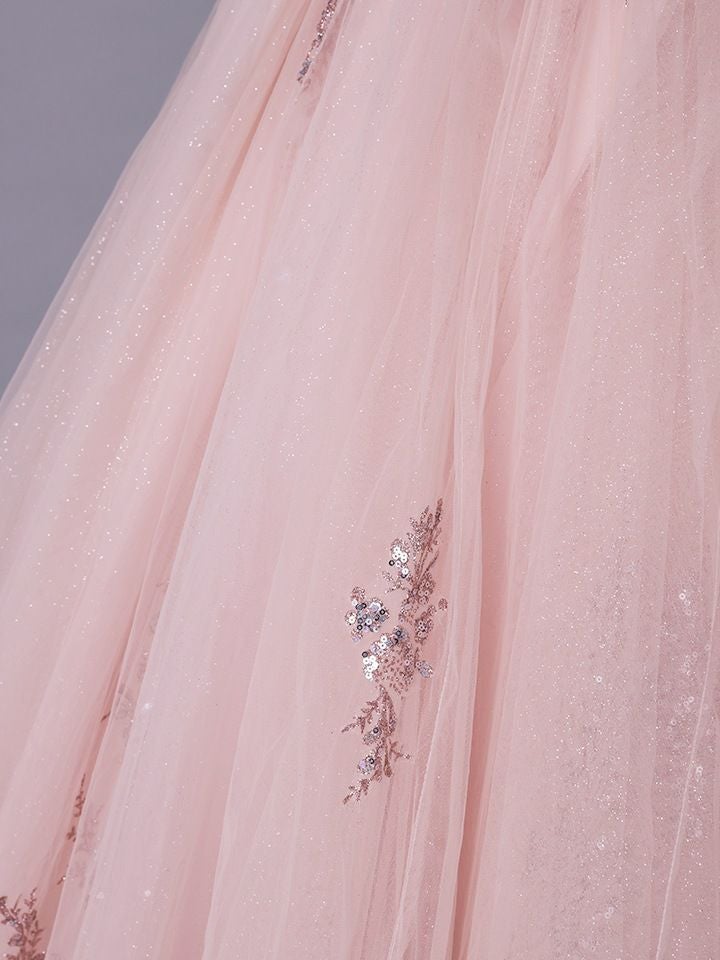 vanityME.couture. バニティミークチュール Dusty Rose Couture ダスティ・ローズ・クチュール ロングドレス ダスティピンク くすみピンク アンティーク グリッター バースデー vctr-l-5106