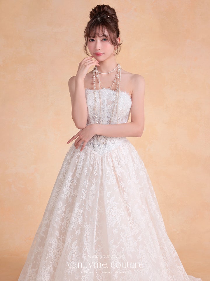 vanityME.couture. バニティミークチュール Blanc Dentelle Couture ブラン・ダンテル・クチュール ロングドレス 白 レース ウェディング バースデー vctr-l-wl061