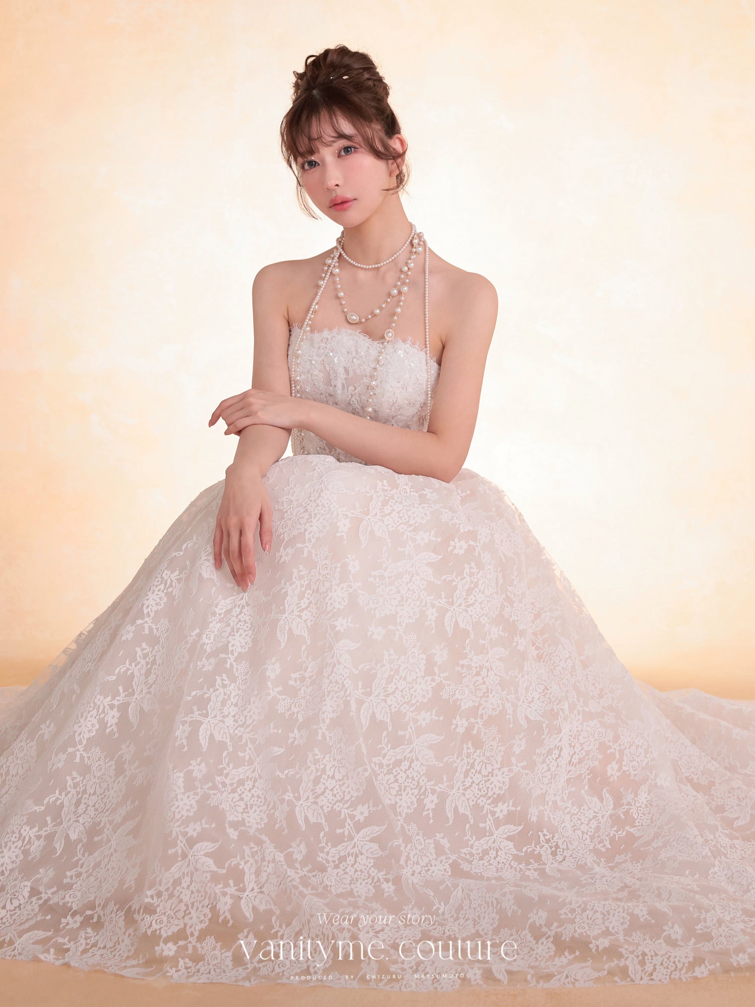 vanityME.couture. バニティミークチュール Blanc Dentelle Couture ブラン・ダンテル・クチュール ロングドレス 白 レース ウェディング バースデー vctr-l-wl061