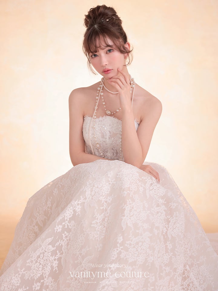 vanityME.couture. バニティミークチュール Blanc Dentelle Couture ブラン・ダンテル・クチュール ロングドレス 白 レース ウェディング バースデー vctr-l-wl061