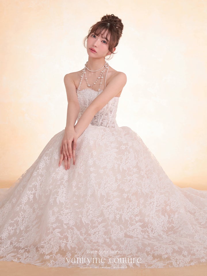 vanityME.couture. バニティミークチュール Blanc Dentelle Couture ブラン・ダンテル・クチュール ロングドレス 白 レース ウェディング バースデー vctr-l-wl061