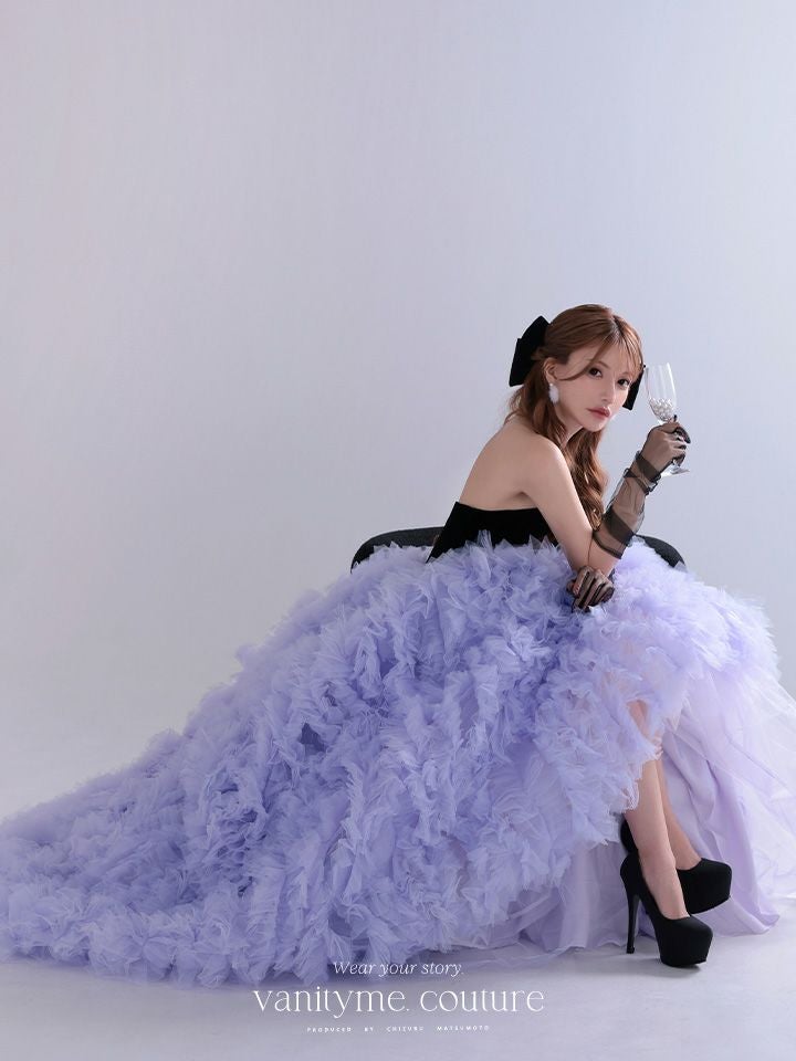 vanityME.couture. バニティミークチュール Quartz Ruffle Couture クォーツ・ラッフル・クチュール ロングドレス バースデー 紫 ボリューム vctr-t-25083-1