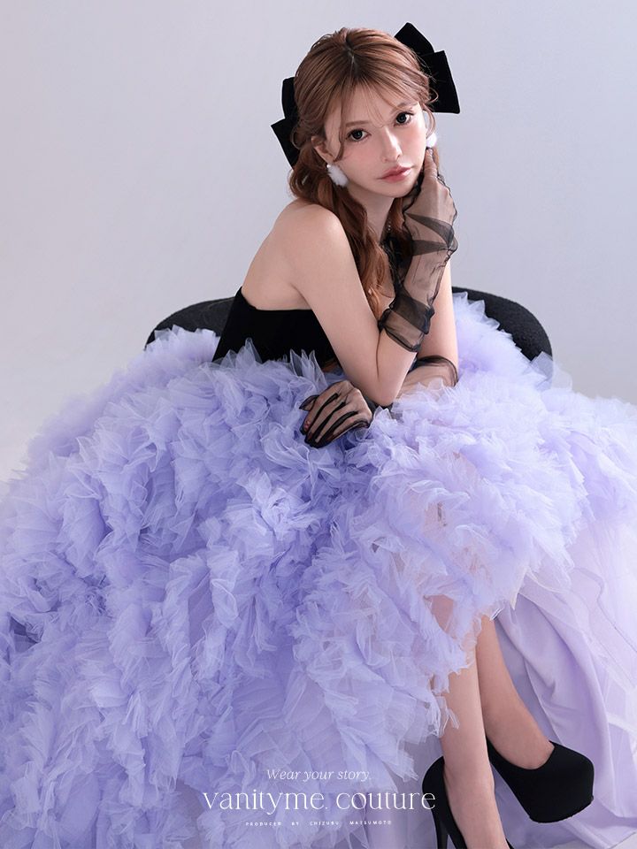vanityME.couture. バニティミークチュール Quartz Ruffle Couture クォーツ・ラッフル・クチュール ロングドレス バースデー 紫 ボリューム vctr-t-25083-1