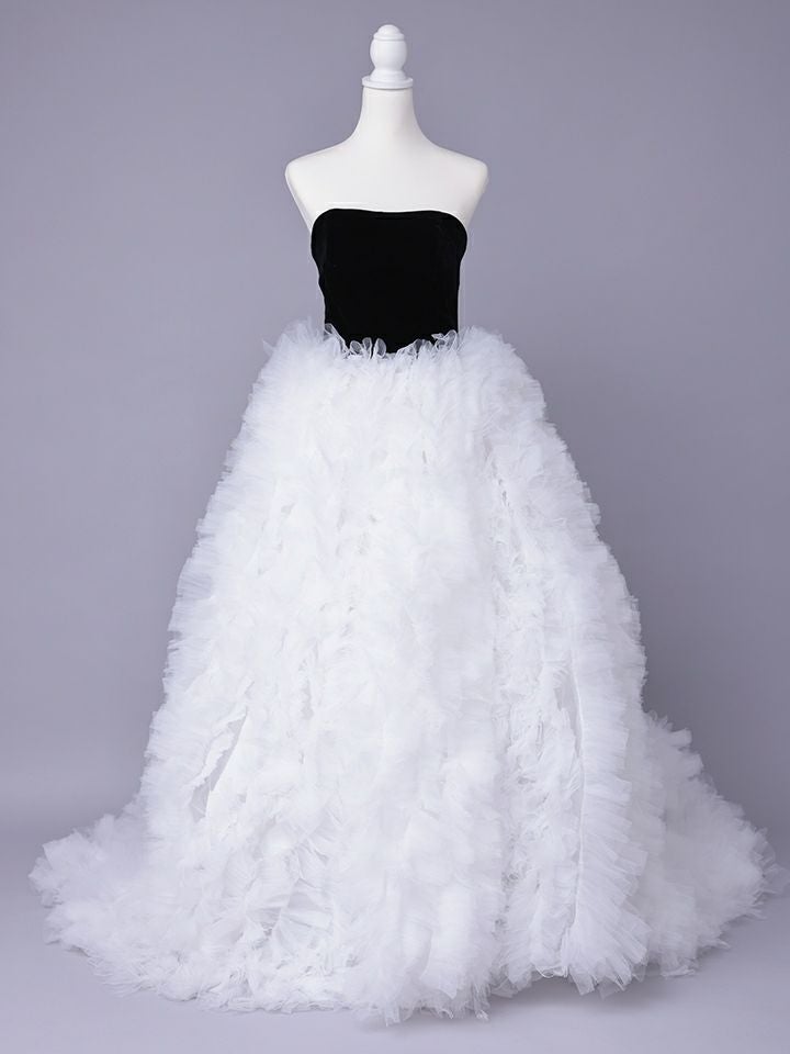 vanityME.couture. バニティミークチュール Quartz Ruffle Couture クォーツ・ラッフル・クチュール ロングドレス バースデー 白 ボリューム vctr-t-25083-2