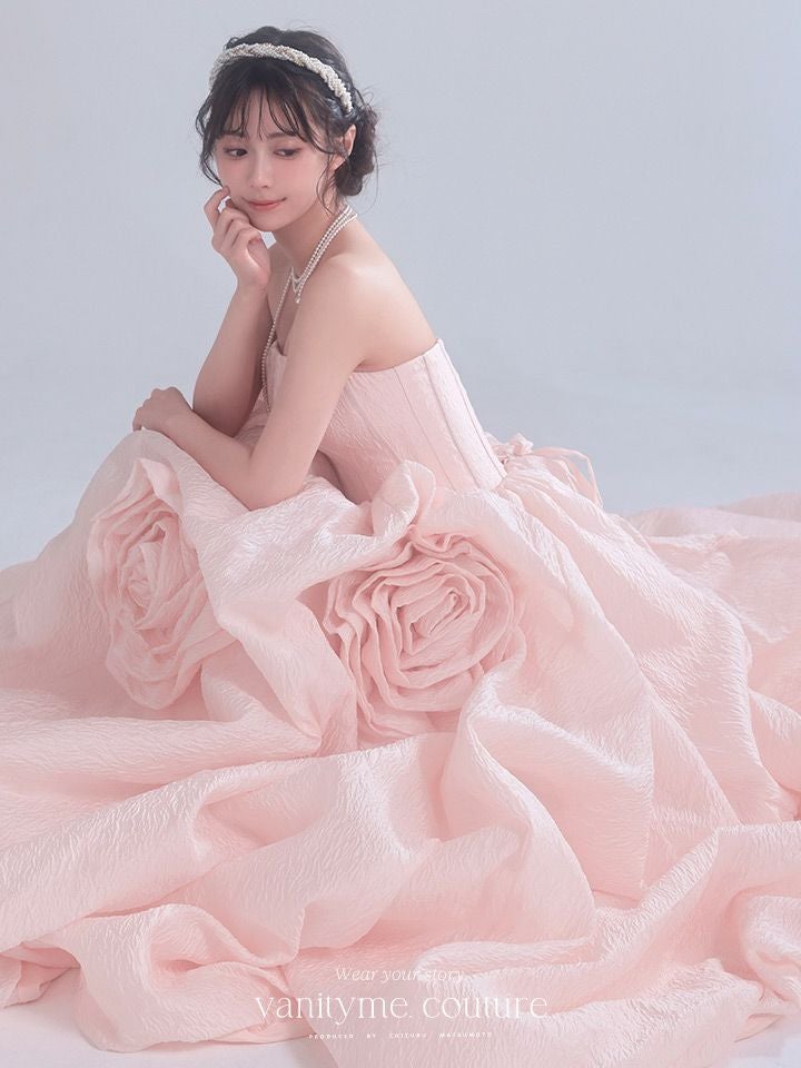 vanityME.couture. バニティミークチュール Lilas Rose Couture リラ・ローズ・クチュール ロングドレス バースデー ピンク 薔薇 プリンセス vctr-t-25081-1