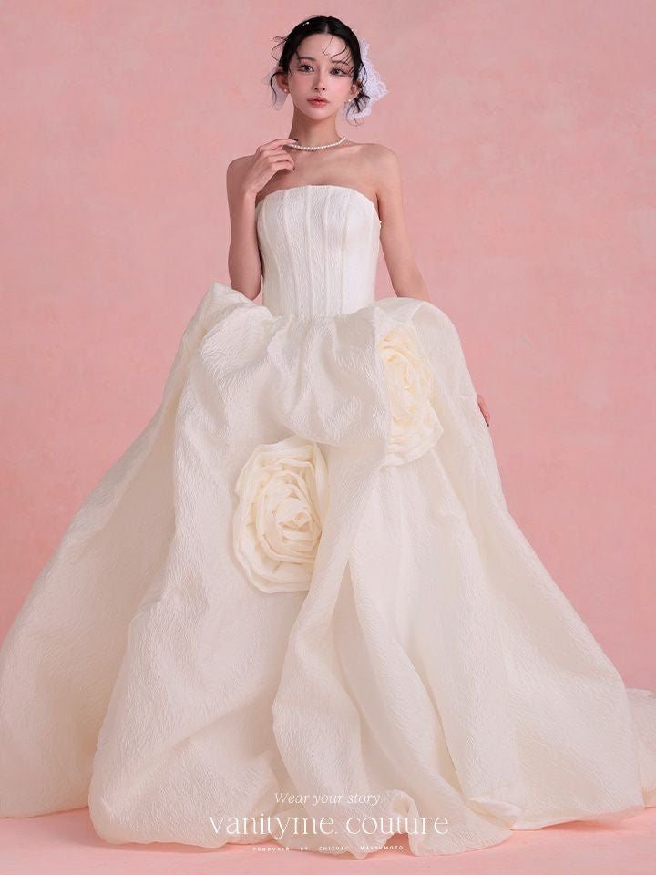 vanityME.couture. バニティミークチュール Blanc Rose Couture ブラン・ローズ・クチュール ロングドレス バースデー 白 薔薇 プリンセス vctr-t-25081-2