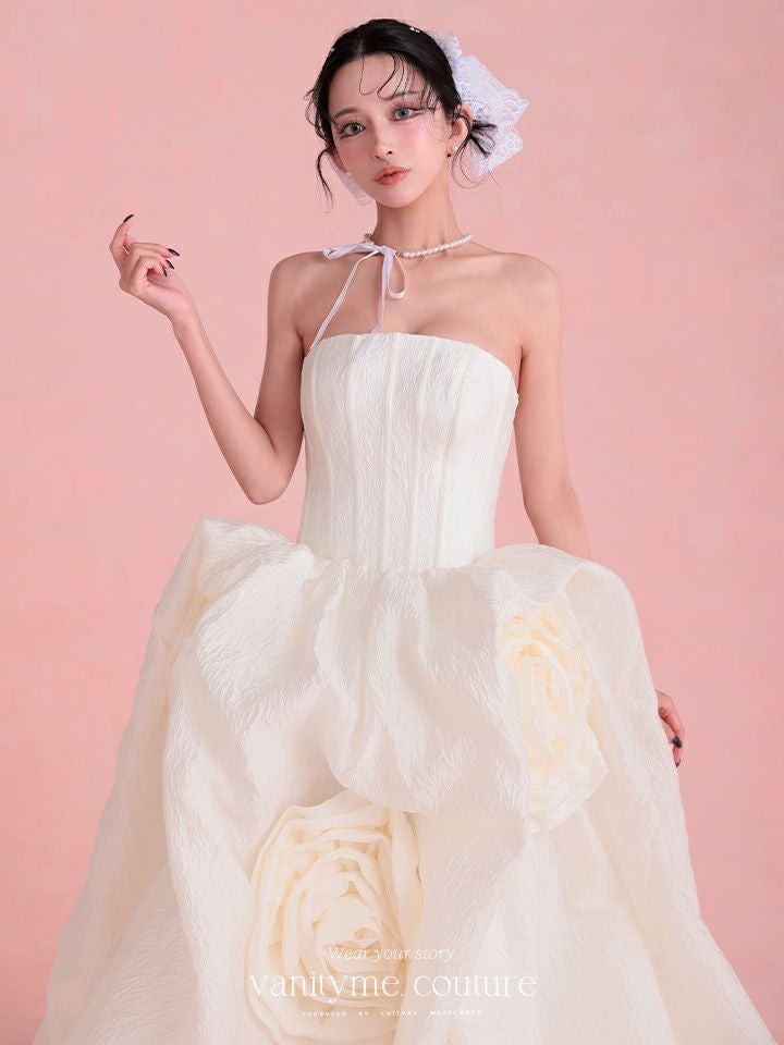 vanityME.couture. バニティミークチュール Blanc Rose Couture ブラン・ローズ・クチュール ロングドレス バースデー 白 薔薇 プリンセス vctr-t-25081-2