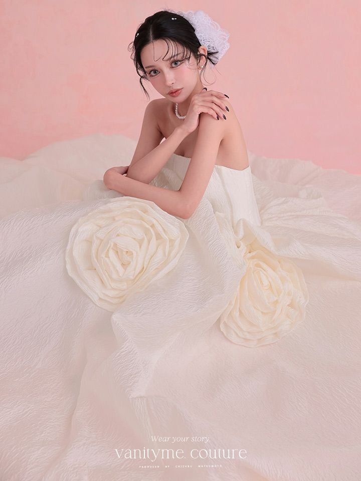 vanityME.couture. バニティミークチュール Blanc Rose Couture ブラン・ローズ・クチュール ロングドレス バースデー 白 薔薇 プリンセス vctr-t-25081-2