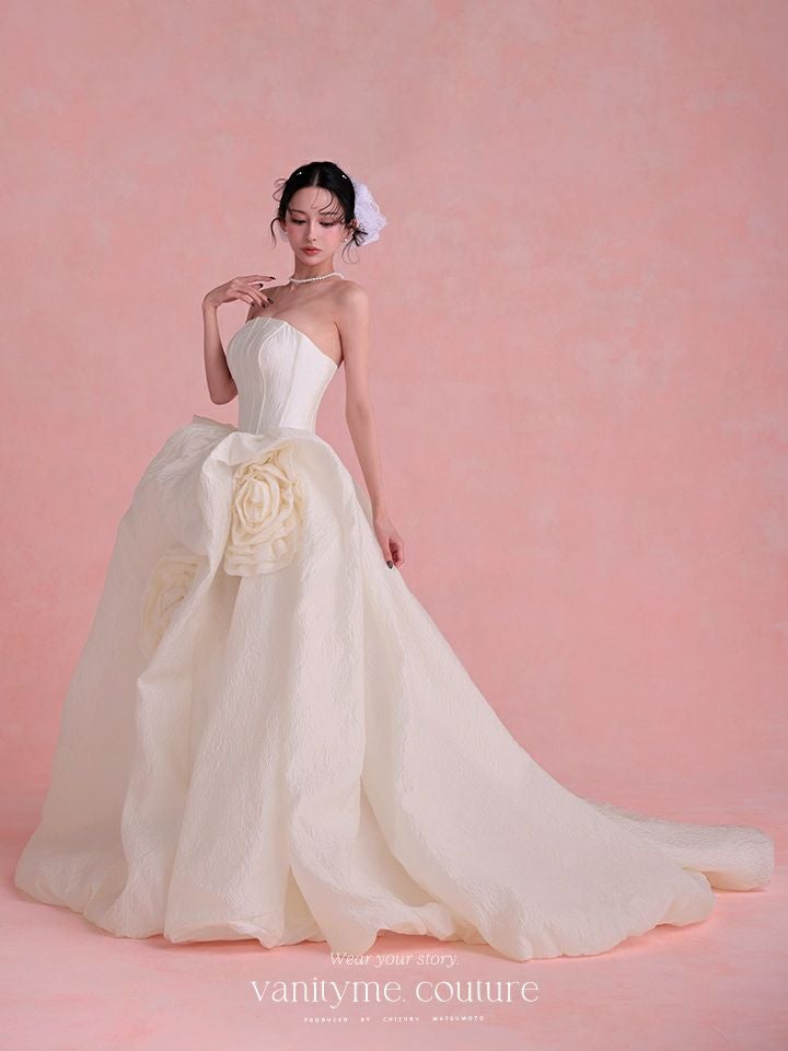 vanityME.couture. バニティミークチュール Blanc Rose Couture ブラン・ローズ・クチュール ロングドレス バースデー 白 薔薇 プリンセス vctr-t-25081-2