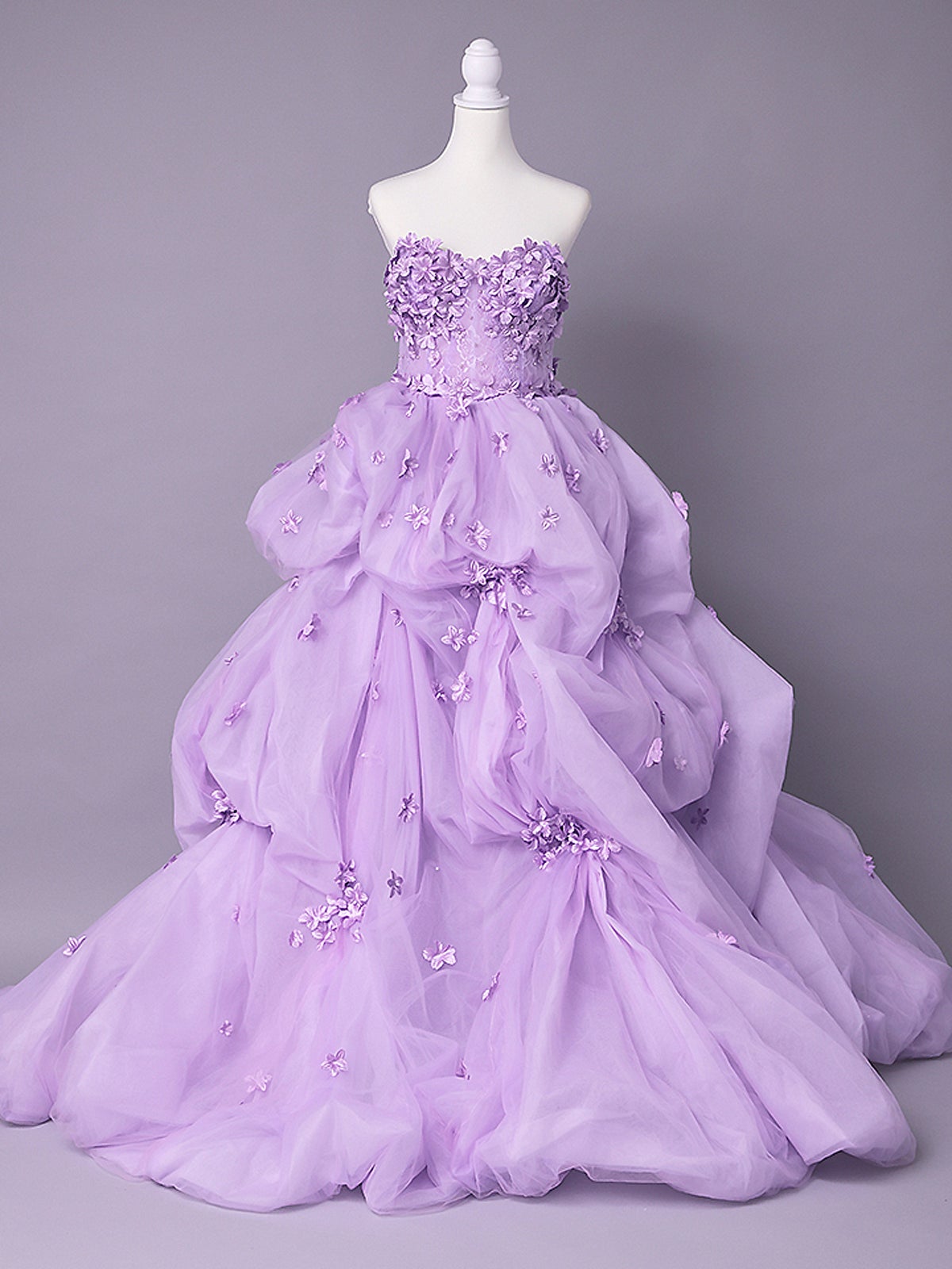 vanityME.couture. バニティミークチュール Lavande Fleur Couture ラヴァンド・フルール・クチュール ロングドレス ラベンダー 紫 花柄  フラワー バースデー vctr-t-25082-1