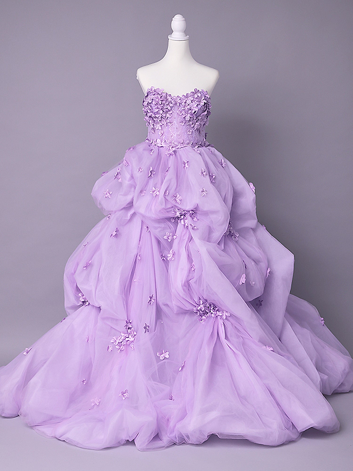 vanityME.couture. バニティミークチュール Lavande Fleur Couture ラヴァンド・フルール・クチュール ロングドレス ラベンダー 紫 花柄  フラワー バースデー vctr-t-25082-1