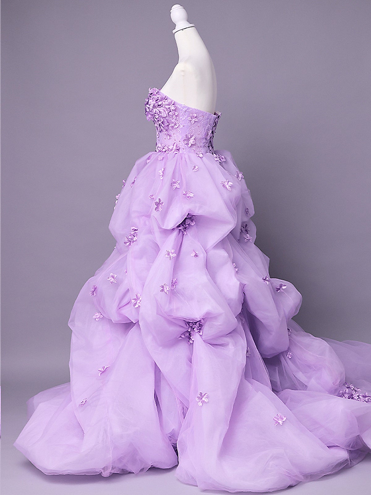 vanityME.couture. バニティミークチュール Lavande Fleur Couture ラヴァンド・フルール・クチュール ロングドレス ラベンダー 紫 花柄  フラワー バースデー vctr-t-25082-1