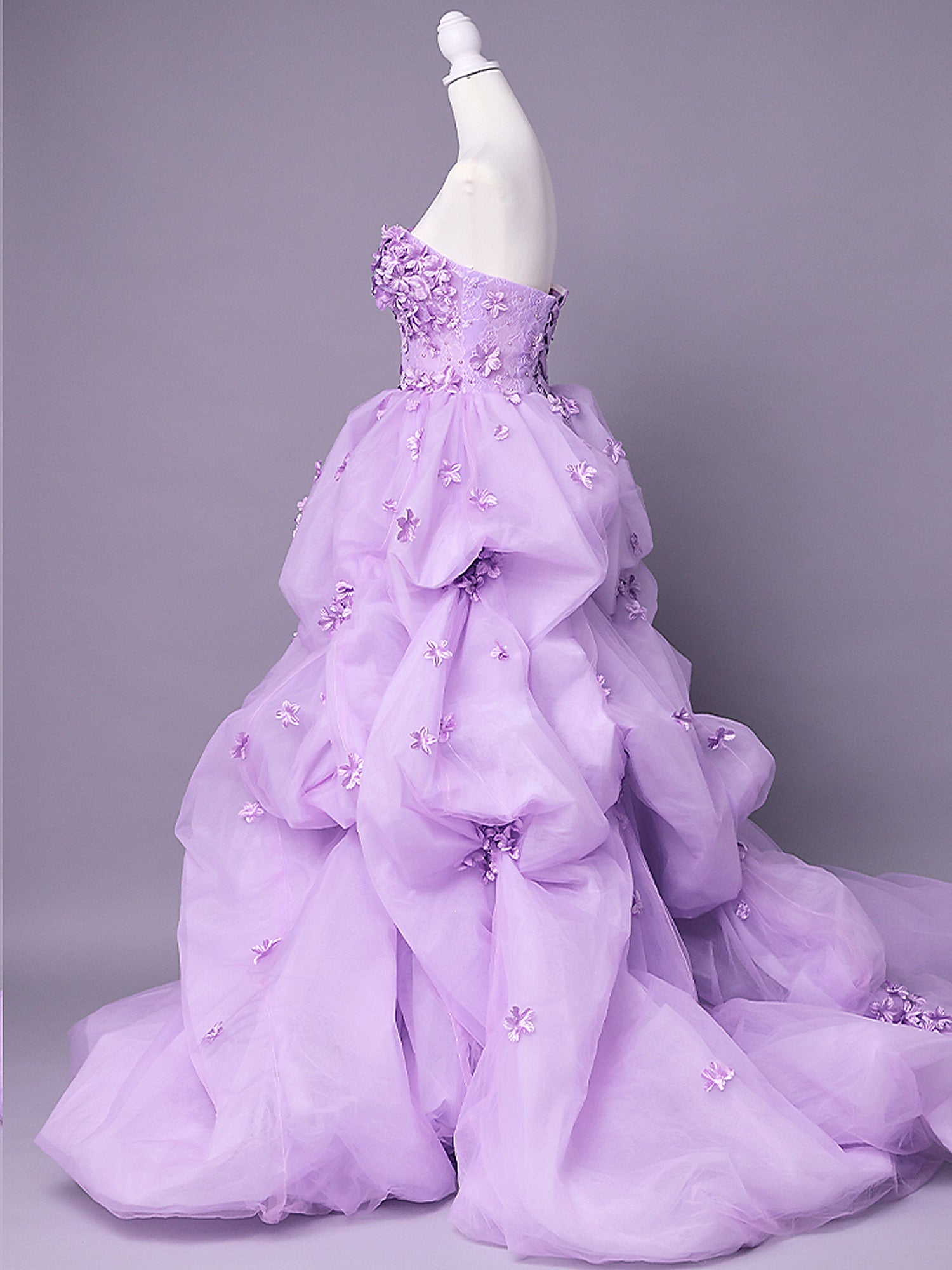vanityME.couture. バニティミークチュール Lavande Fleur Couture ラヴァンド・フルール・クチュール ロングドレス ラベンダー 紫 花柄  フラワー バースデー vctr-t-25082-1