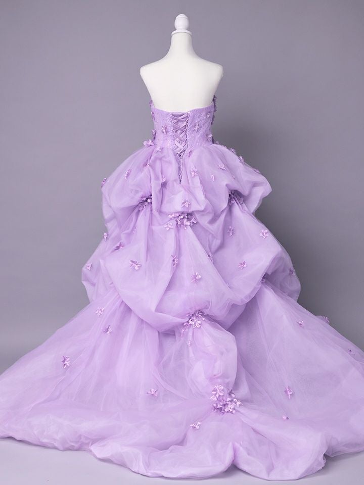 vanityME.couture. バニティミークチュール Lavande Fleur Couture ラヴァンド・フルール・クチュール ロングドレス ラベンダー 紫 花柄  フラワー バースデー vctr-t-25082-1