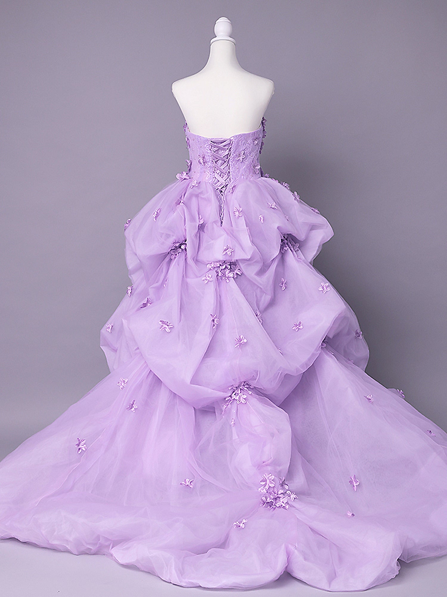 vanityME.couture. バニティミークチュール Lavande Fleur Couture ラヴァンド・フルール・クチュール ロングドレス ラベンダー 紫 花柄  フラワー バースデー vctr-t-25082-1