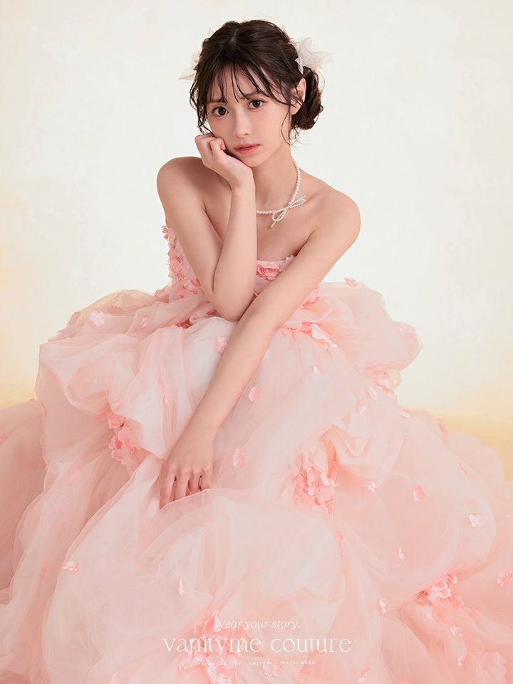 vanityME.couture. バニティミークチュール Rose Fleur Couture ローズ・フルール・クチュール ロングドレス ピンク 花柄 フラワー バースデー vctr-t-25082-2