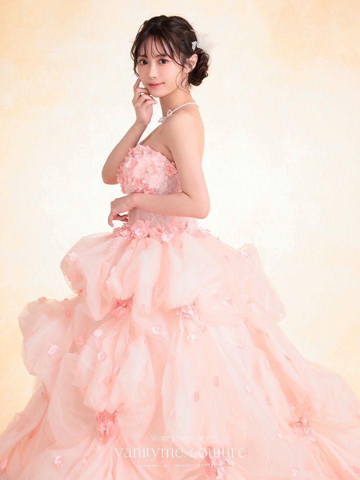 vanityME.couture. バニティミークチュール Rose Fleur Couture ローズ・フルール・クチュール ロングドレス ピンク 花柄 フラワー バースデー vctr-t-25082-2