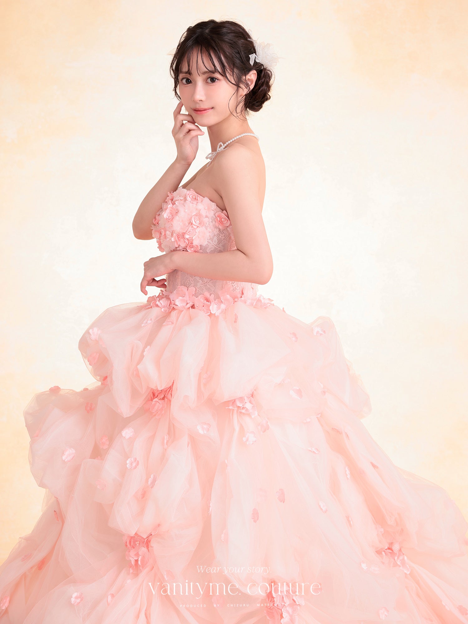 vanityME.couture. バニティミークチュール Rose Fleur Couture ローズ・フルール・クチュール ロングドレス ピンク 花柄 フラワー バースデー vctr-t-25082-2