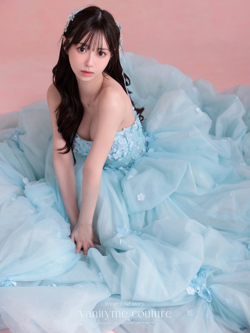 vanityME.couture. バニティミークチュール Ciel Fleur Couture シエル・フルール・クチュール ロングドレス ブルー 水色 花柄 フラワー バースデー vctr-t-25082-3