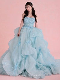 vanityME.couture. バニティミークチュール Ciel Fleur Couture シエル・フルール・クチュール ロングドレス ブルー 水色 花柄 フラワー バースデー vctr-t-25082-3