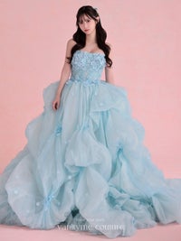 vanityME.couture. バニティミークチュール Ciel Fleur Couture シエル・フルール・クチュール ロングドレス ブルー 水色 花柄 フラワー バースデー vctr-t-25082-3