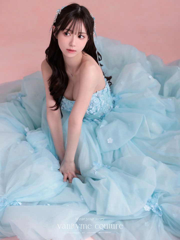 vanityME.couture. バニティミークチュール Ciel Fleur Couture シエル・フルール・クチュール ロングドレス ブルー 水色 花柄 フラワー バースデー vctr-t-25082-3
