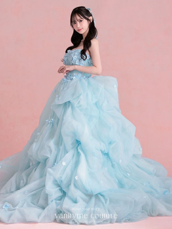 vanityME.couture. バニティミークチュール Ciel Fleur Couture シエル・フルール・クチュール ロングドレス ブルー 水色 花柄 フラワー バースデー vctr-t-25082-3