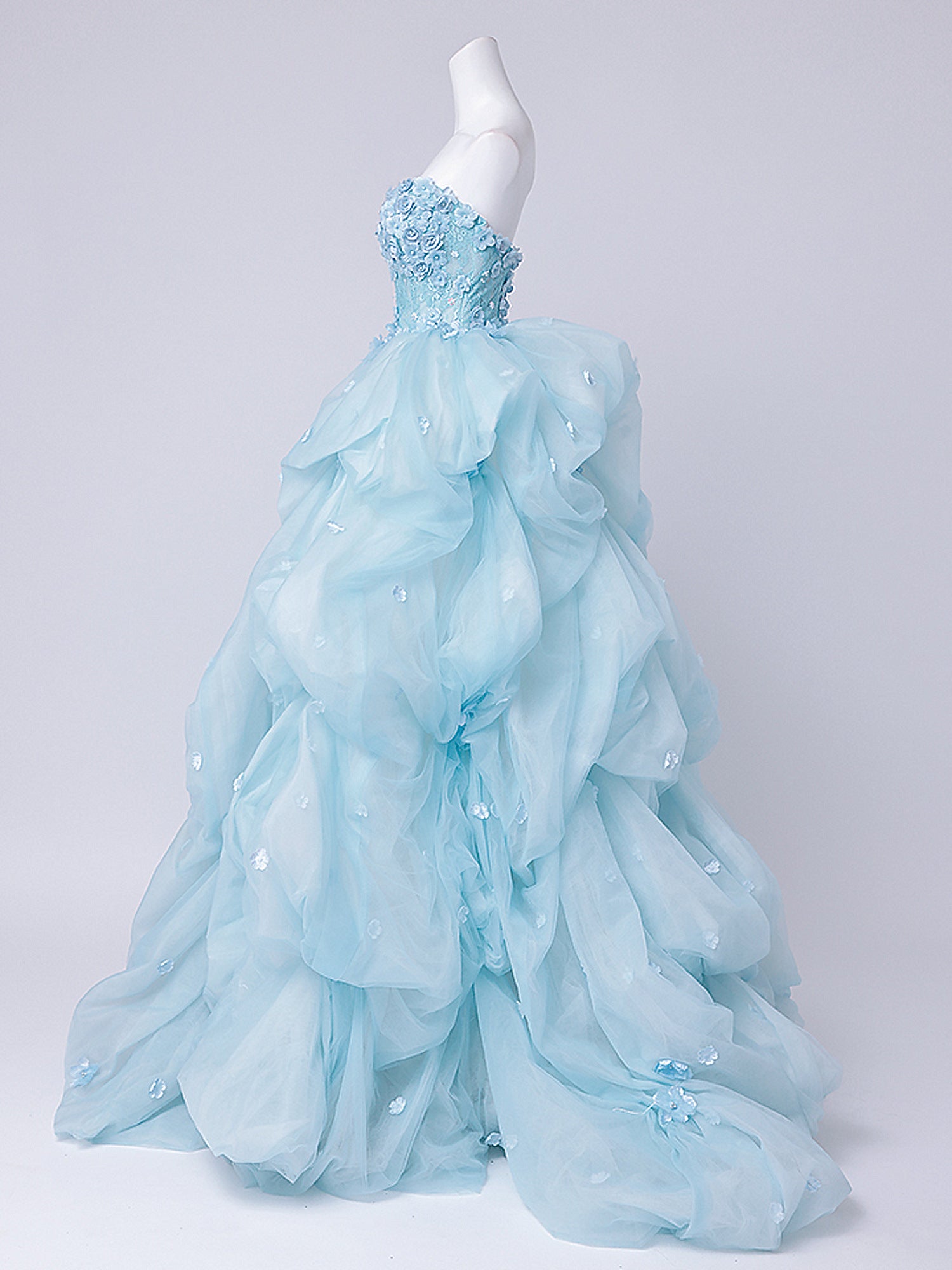 vanityME.couture. バニティミークチュール Ciel Fleur Couture シエル・フルール・クチュール ロングドレス ブルー 水色 花柄 フラワー バースデー vctr-t-25082-3