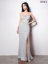 IRMA イルマ ウエストレース/アシンメトリー/スパンコールライン/スリット入り/タイト ロングドレス ir51996-c