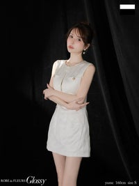 Glossy ローブドフルールグロッシー 【XS～Lサイズあり】レザーVネックノースリーブミニキャバドレス gl3492-c