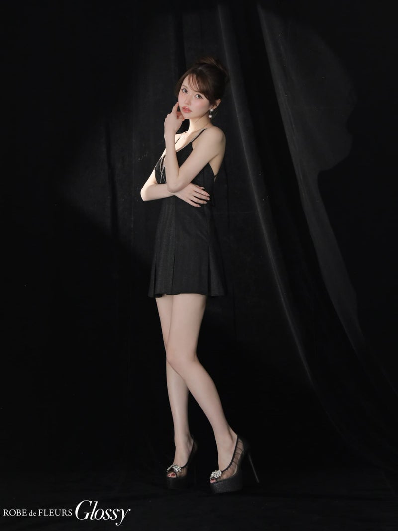 12月下旬頃入荷予定】 Glossy ローブドフルールグロッシー 【XSサイズあり】 ジップキャミフレアミニキャバドレス gl3963-c