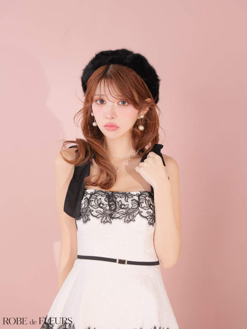 ROBE de FLEURS ローブドフルール 【Lサイズあり】 ジャガードレースティアードロングキャバドレス fm3487-c