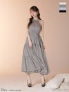  DEA. ディア バイ ローブドフルール 【Lサイズあり】 ラメシフォンホルターネックティアードロングドレス de4145-c