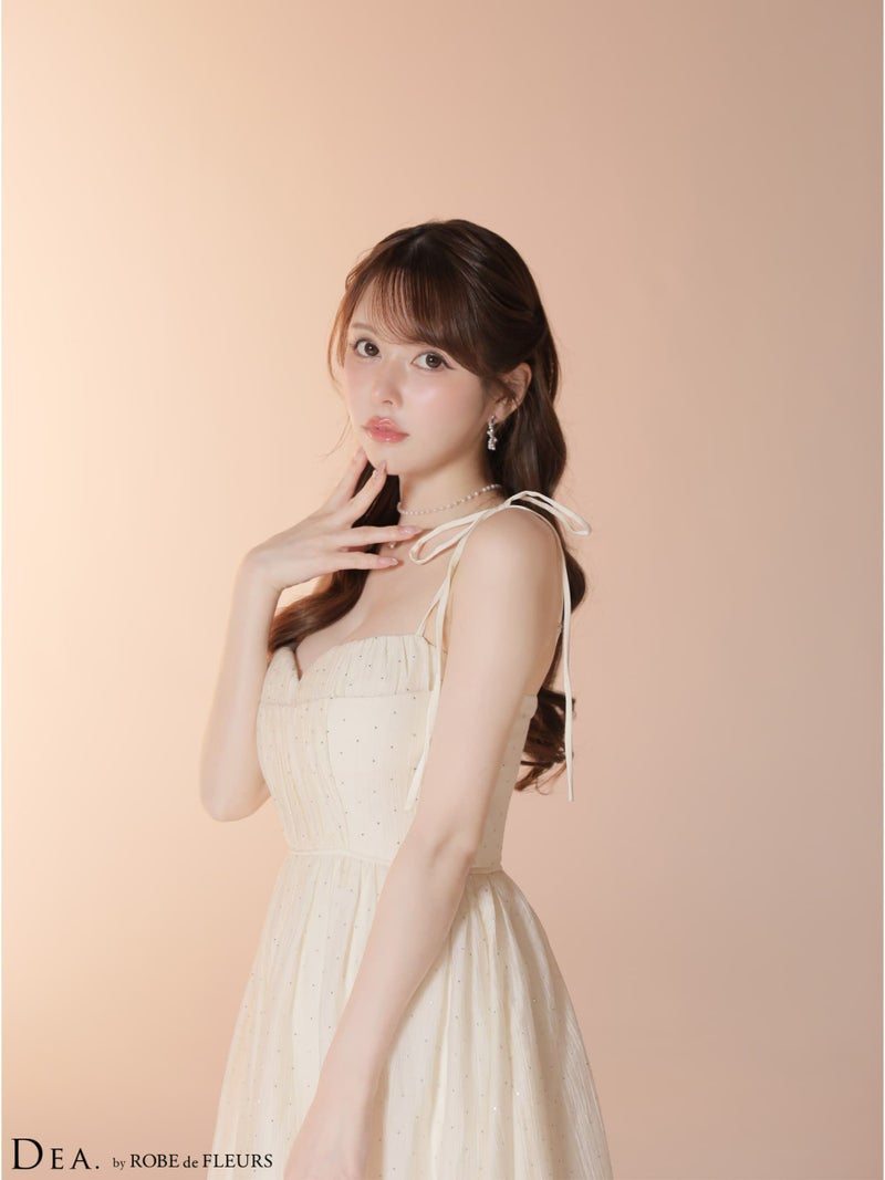DEA. ディア バイ ローブドフルール 【XS～Lサイズあり】 ストーン付きシフォンロングキャミキャバドレス de4147-c