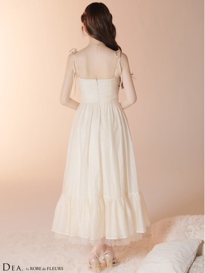 DEA. ディア バイ ローブドフルール 【XS～Lサイズあり】 ストーン付きシフォンロングキャミキャバドレス de4147-c