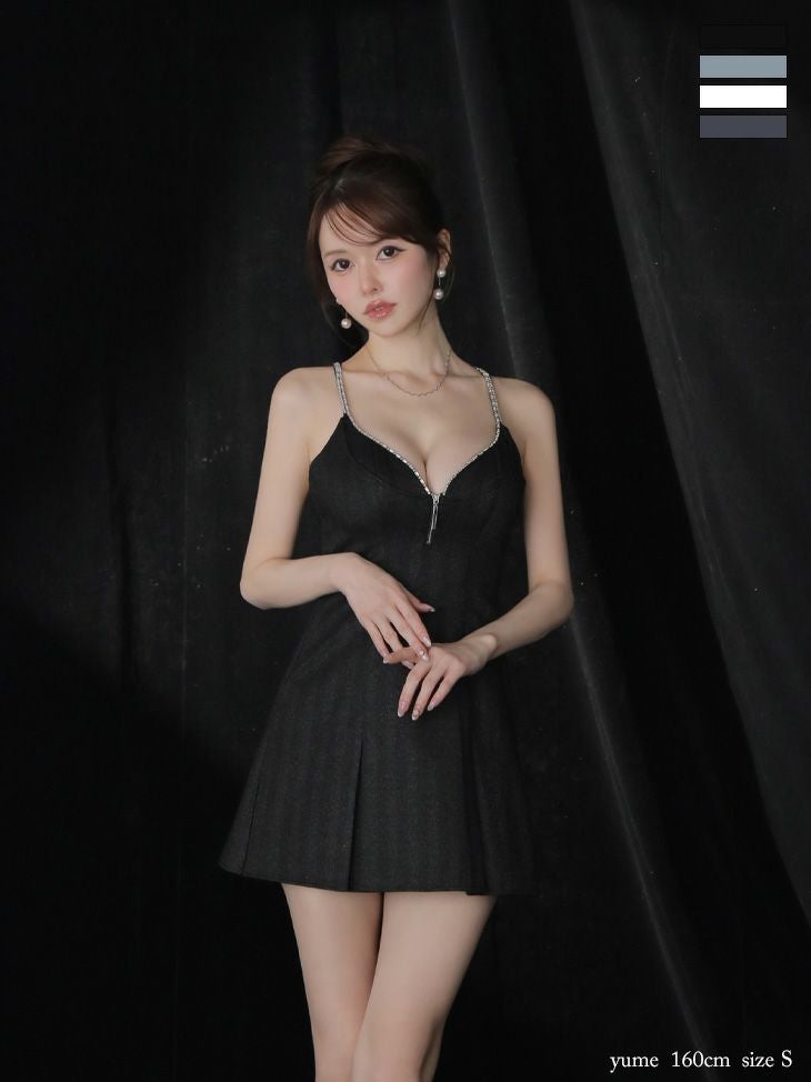 Glossy ローブドフルールグロッシー 【XSサイズあり】 ジップキャミフレアミニキャバドレス gl3963