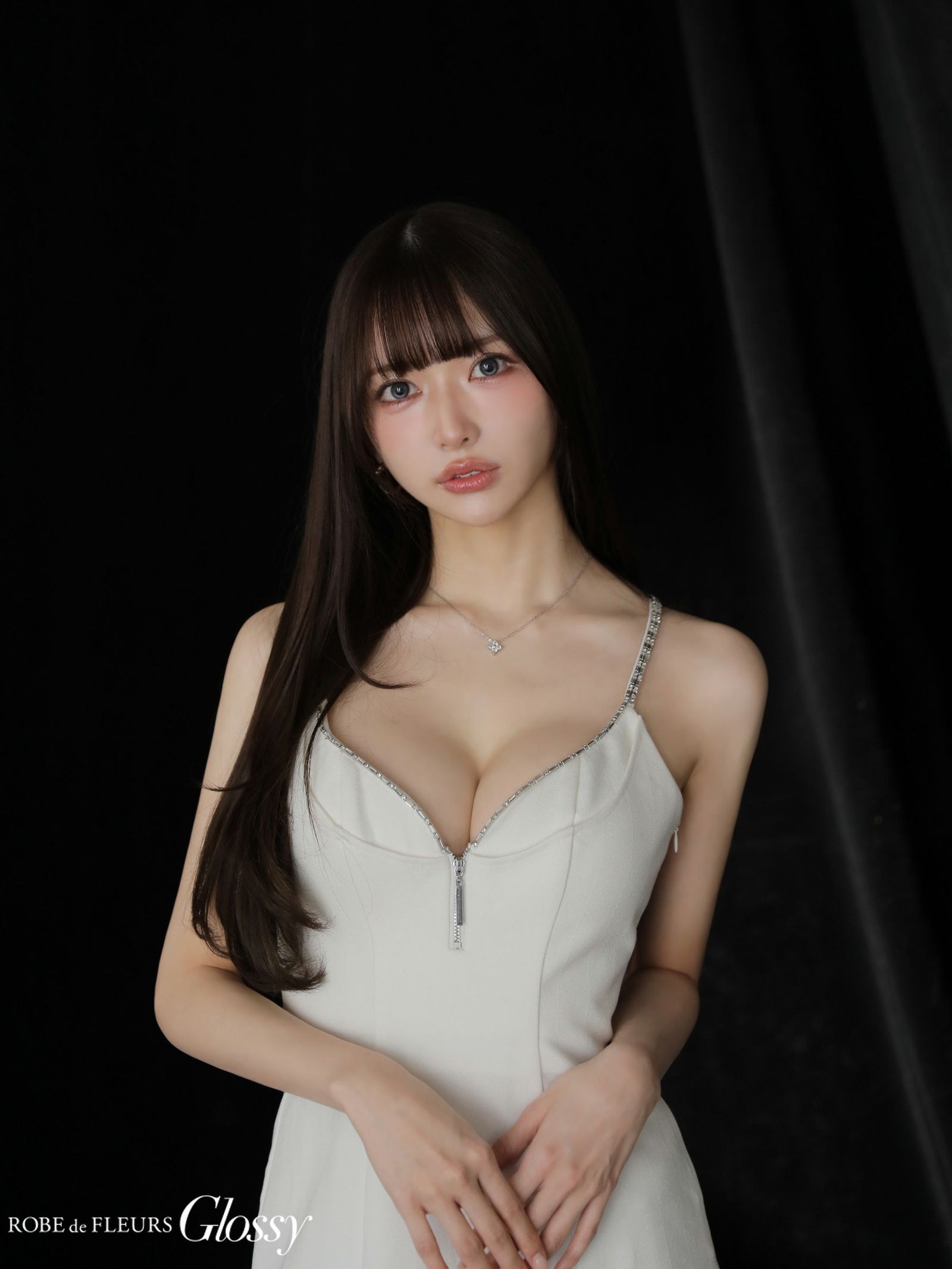 Glossy ローブドフルールグロッシー 【XSサイズあり】 ジップキャミフレアミニキャバドレス gl3963