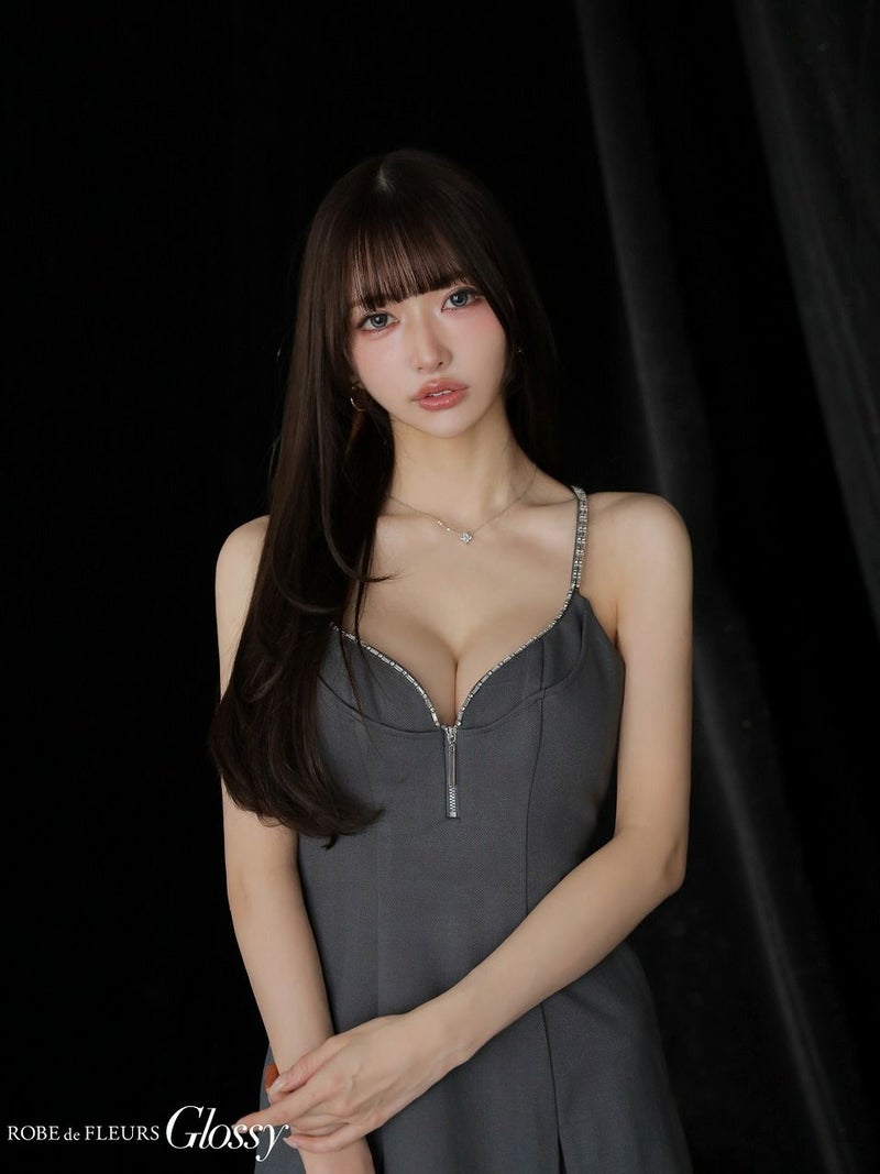 Glossy ローブドフルールグロッシー 【XSサイズあり】 ジップキャミフレアミニキャバドレス gl3963