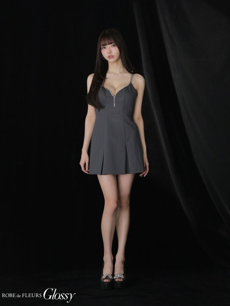 Glossy ローブドフルールグロッシー 【XSサイズあり】 ジップキャミフレアミニキャバドレス gl3963
