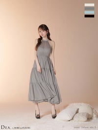 DEA. ディア バイ ローブドフルール 【Lサイズあり】 ラメシフォンホルターネックティアードロングドレス de4145