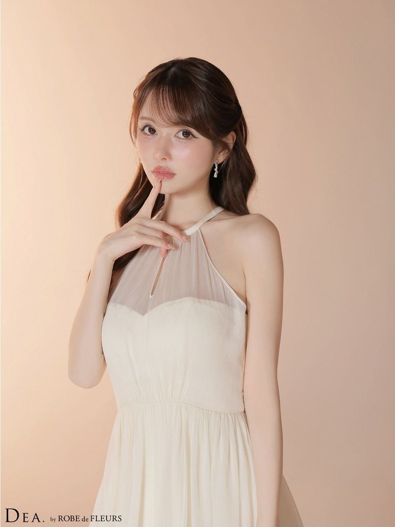 DEA. ディア バイ ローブドフルール 【Lサイズあり】 ラメシフォンホルターネックティアードロングドレス de4145
