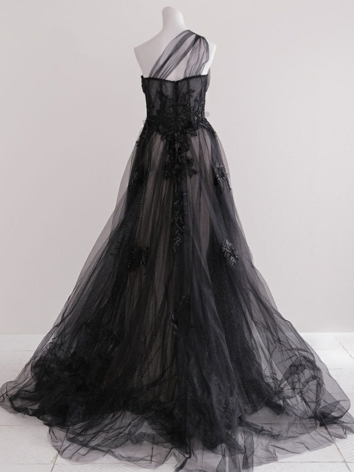 vanityME.couture. バニティミークチュール バースデードレス ワンショルダー フラワー ロングドレス ブラック  vctr-la-2382-5