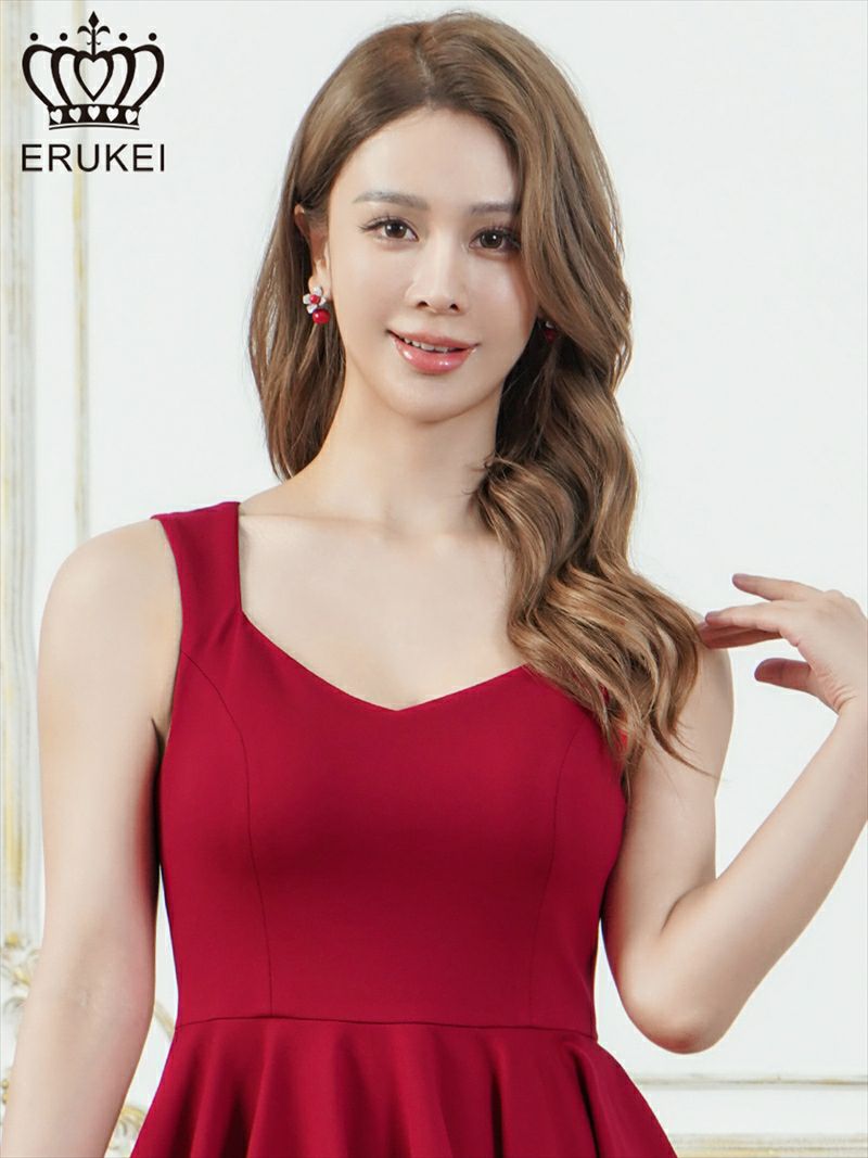 ERUKEI エルケイ ワンカラー・シンプル・ノースリーブ・Aライン・フレア・ミニドレス・ワンピース ek-e25192