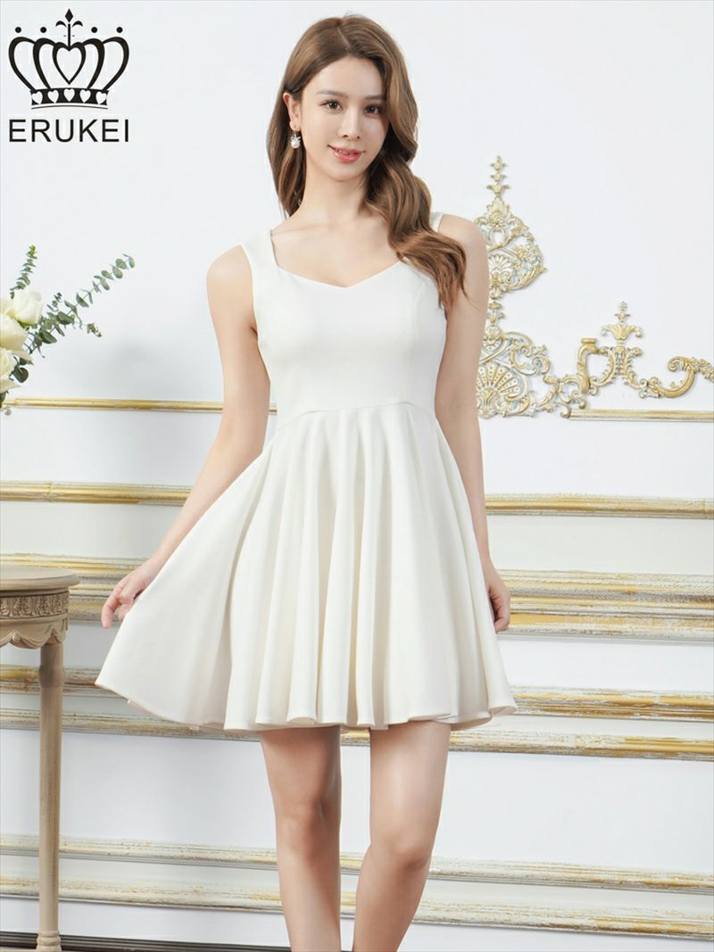 ERUKEI エルケイ ワンカラー・シンプル・ノースリーブ・Aライン・フレア・ミニドレス・ワンピース ek-e25192