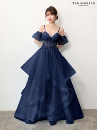 JEAN MACLEAN ジャンマクレーン ウエストシアー/フラワー刺繍/パフスリーブ/オフショル/姫/ロングドレス ja61036