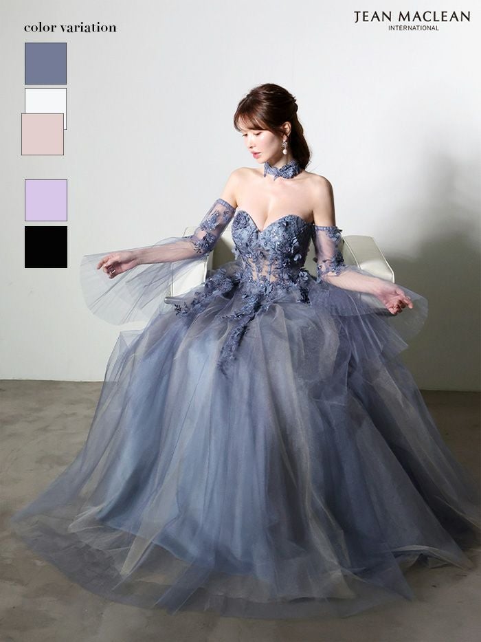 JEAN MACLEAN ジャンマクレーン 立体フラワーモチーフ/ロングフレア