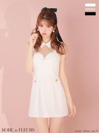 ROBE de FLEURS ローブドフルール 【XSサイズあり】襟付きシースルーデコルテレースミニキャバドレス fm3490-c